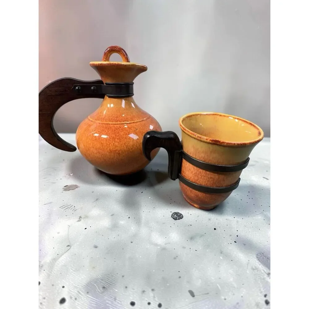 Vintage Franciscan Ware El Patio Golden Glow Carafe Decanter w/ Matching Mug
